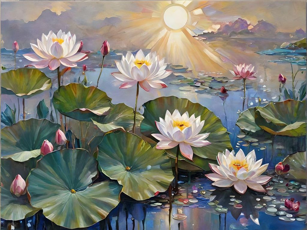 TRANH TREO TƯỜNG - PHÒNG KHÁCH, SAU SOFA, PHÒNG THỜ - CHỦ ĐỀ HOA SEN CÁ CHÉP - KHỔ LỚN - TRANH TRANG TRÍ - MÃ: T3D-14803