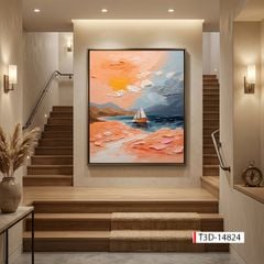 TRANH TREO HÀNH LANG LỐI ĐI - TRANH TRANG TRÍ - TRANH TREO HIỆN ĐẠI TRỪU TƯỢNG - KIỂU TRANH DỌC | MÃ T3D-14824