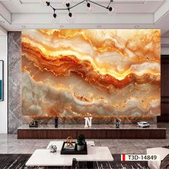 TẤM PVC ỐP TƯỜNG - TRANG TRÍ PHÒNG KHÁCH, VÁCH TIVI - TRANH VÂN MÂY, THẠCH ANH | MÃ T3D-14849