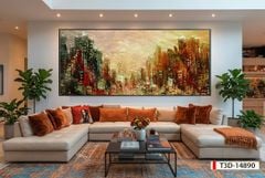 TRANH TREO TƯỜNG PHÒNG KHÁCH - TRANH HIỆN ĐẠI TRỪU TƯỢNG - KHỔ LỚN | MÃ T3D-14890