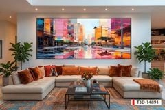 TRANH TREO TƯỜNG PHÒNG KHÁCH - TRANH HIỆN ĐẠI TRỪU TƯỢNG - KHỔ LỚN | MÃ T3D-14891