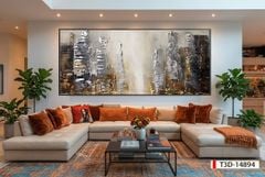 TRANH TREO TƯỜNG PHÒNG KHÁCH - TRANH HIỆN ĐẠI TRỪU TƯỢNG - KHỔ LỚN | MÃ T3D-14894