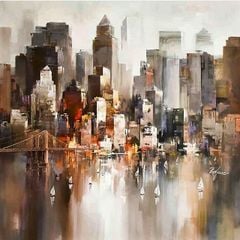 TRANH TREO TƯỜNG PHÒNG KHÁCH - TRANH HIỆN ĐẠI TRỪU TƯỢNG - KHỔ LỚN | MÃ T3D-14895