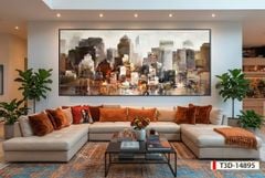 TRANH TREO TƯỜNG PHÒNG KHÁCH - TRANH HIỆN ĐẠI TRỪU TƯỢNG - KHỔ LỚN | MÃ T3D-14895