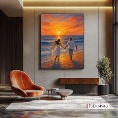 TRANH TREO TƯỜNG PHÒNG KHÁCH, HÀNH LANG - TRANH LÃNG MẠN - KIỂU TRANH DỌC  | MÃ T3D-14948