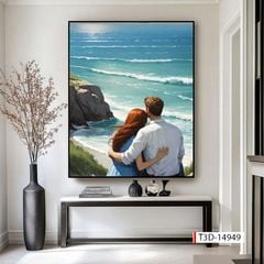 TRANH TREO TƯỜNG PHÒNG KHÁCH, HÀNH LANG - TRANH LÃNG MẠN - KIỂU TRANH DỌC  | MÃ T3D-14949