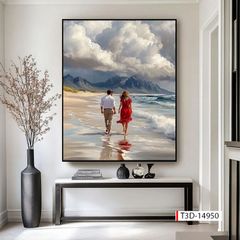 TRANH TREO TƯỜNG PHÒNG KHÁCH, HÀNH LANG - TRANH LÃNG MẠN - KIỂU TRANH DỌC  | MÃ T3D-14950