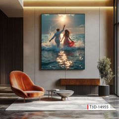 TRANH TREO TƯỜNG PHÒNG KHÁCH, HÀNH LANG - TRANH LÃNG MẠN - KIỂU TRANH DỌC  | MÃ T3D-14955
