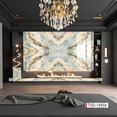 TẤM ỐP TƯỜNG PVC - VÁCH TRANG TRÍ - TẤM ỐP TRANG TRÍ PHÒNG KHÁCH, VÁCH TIVI - TRANH VÂN ĐÁ ĐỐI XỨNG | MÃ T3D-14956