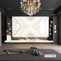 TẤM ỐP TƯỜNG PVC - VÁCH TRANG TRÍ - TẤM ỐP TRANG TRÍ PHÒNG KHÁCH, VÁCH TIVI - TRANH VÂN ĐÁ ĐỐI XỨNG | MÃ T3D-14958