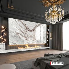 TẤM ỐP TƯỜNG PVC - VÁCH TRANG TRÍ - TẤM ỐP TRANG TRÍ PHÒNG KHÁCH, VÁCH TIVI - TRANH ỐP VÂN ĐÁ ĐỐI XỨNG | MÃ T3D-14959