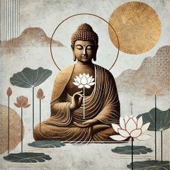 TRANH TREO PHÒNG THỜ - TRANH PHẬT GIÁO - TRANH PHẬT- TRANH TRANG TRÍ - KIỂU TRANH VUÔNG | MÃ T3D-15010