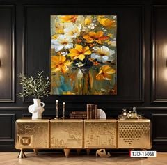 TRANH TREO HÀNH LANG LỐI ĐI - TRANH TREO HOA, BÌNH HOA SANG TRỌNG - KIỂU TRANH DỌC | MÃ T3D-15068