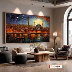 TRANH TREO PHÒNG KHÁCH HIỆN ĐẠI - TRANH TRANG TRÍ - TRANH TREO TƯỜNG PHONG CẢNH CHÂU ÂU - KIỂU TRANH LIỀN KHỔ | MÃ: T3D-15181
