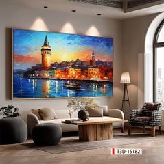 TRANH TREO PHÒNG KHÁCH HIỆN ĐẠI - TRANH TRANG TRÍ - TRANH TREO TƯỜNG PHONG CẢNH CHÂU ÂU - KIỂU TRANH LIỀN KHỔ | MÃ: T3D-15182