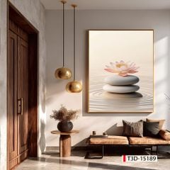 TRANH TREO HÀNH LANG LỐI ĐI - TRANH TREO HOA, HOA SEN - KIỂU TRANH DỌC | MÃ T3D-15189