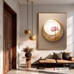 TRANH TREO HÀNH LANG LỐI ĐI - TRANH TREO HOA, HOA SEN - KIỂU TRANH DỌC | MÃ  T3D-15191