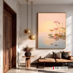 TRANH TREO HÀNH LANG LỐI ĐI - TRANH TREO HOA, HOA SEN - KIỂU TRANH DỌC | MÃ T3D-15195