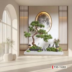 TRANH VẢI DÁN TƯỜNG PHÒNG KHÁCH - TRANH DÁN TƯỜNG - TRANH DÁN 3D-  TRANH VẢI TIỂU CẢNH - TRANH TRANG TRÍ | MÃ: T3D-15203