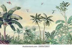 TRANH VẢI DÁN TƯỜNG 3D PHÒNG NGỦ - TRANH DÁN TƯỜNG 3D - TRANH DÁN TROPICAL KHỔ LỚN | MÃ T3D-15293