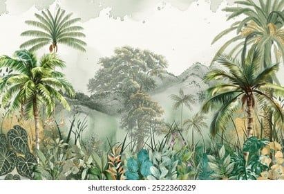 TRANH VẢI DÁN TƯỜNG 3D PHÒNG NGỦ - TRANH DÁN TƯỜNG 3D - TRANH DÁN TROPICAL KHỔ LỚN | MÃ T3D-15294