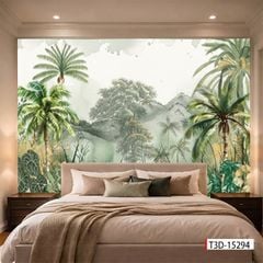 TRANH VẢI DÁN TƯỜNG 3D PHÒNG NGỦ - TRANH DÁN TƯỜNG 3D - TRANH DÁN TROPICAL KHỔ LỚN | MÃ T3D-15294