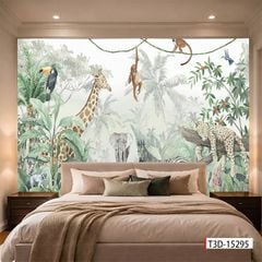 TRANH VẢI DÁN TƯỜNG 3D PHÒNG NGỦ - TRANH DÁN TƯỜNG 3D - TRANH DÁN TROPICAL KHỔ LỚN | MÃ T3D-15295