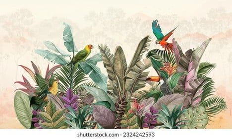TRANH VẢI DÁN TƯỜNG 3D PHÒNG NGỦ - TRANH DÁN TƯỜNG 3D - TRANH DÁN TROPICAL KHỔ LỚN | MÃ T3D-15299