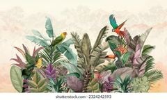 TRANH VẢI DÁN TƯỜNG 3D PHÒNG NGỦ - TRANH DÁN TƯỜNG 3D - TRANH DÁN TROPICAL KHỔ LỚN | MÃ T3D-15299