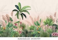 TRANH VẢI DÁN TƯỜNG 3D PHÒNG NGỦ - TRANH DÁN TƯỜNG 3D - TRANH DÁN TROPICAL KHỔ LỚN | MÃ T3D-15300