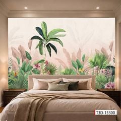 TRANH VẢI DÁN TƯỜNG 3D PHÒNG NGỦ - TRANH DÁN TƯỜNG 3D - TRANH DÁN TROPICAL KHỔ LỚN | MÃ T3D-15300