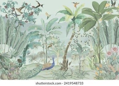TRANH VẢI DÁN TƯỜNG 3D PHÒNG NGỦ - TRANH DÁN TƯỜNG 3D - TRANH DÁN TROPICAL KHỔ LỚN | MÃ T3D-15301