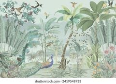 TRANH VẢI DÁN TƯỜNG 3D PHÒNG NGỦ - TRANH DÁN TƯỜNG 3D - TRANH DÁN TROPICAL KHỔ LỚN | MÃ T3D-15301