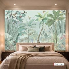 TRANH VẢI DÁN TƯỜNG 3D PHÒNG NGỦ - TRANH DÁN TƯỜNG 3D - TRANH DÁN TROPICAL KHỔ LỚN | MÃ T3D-15301