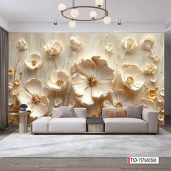 TRANH VẢI DÁN TƯỜNG PHÒNG KHÁCH - TRANH VẢI HOA 3D - TRANH TRANG TRÍ | MÃ T3D-157608360