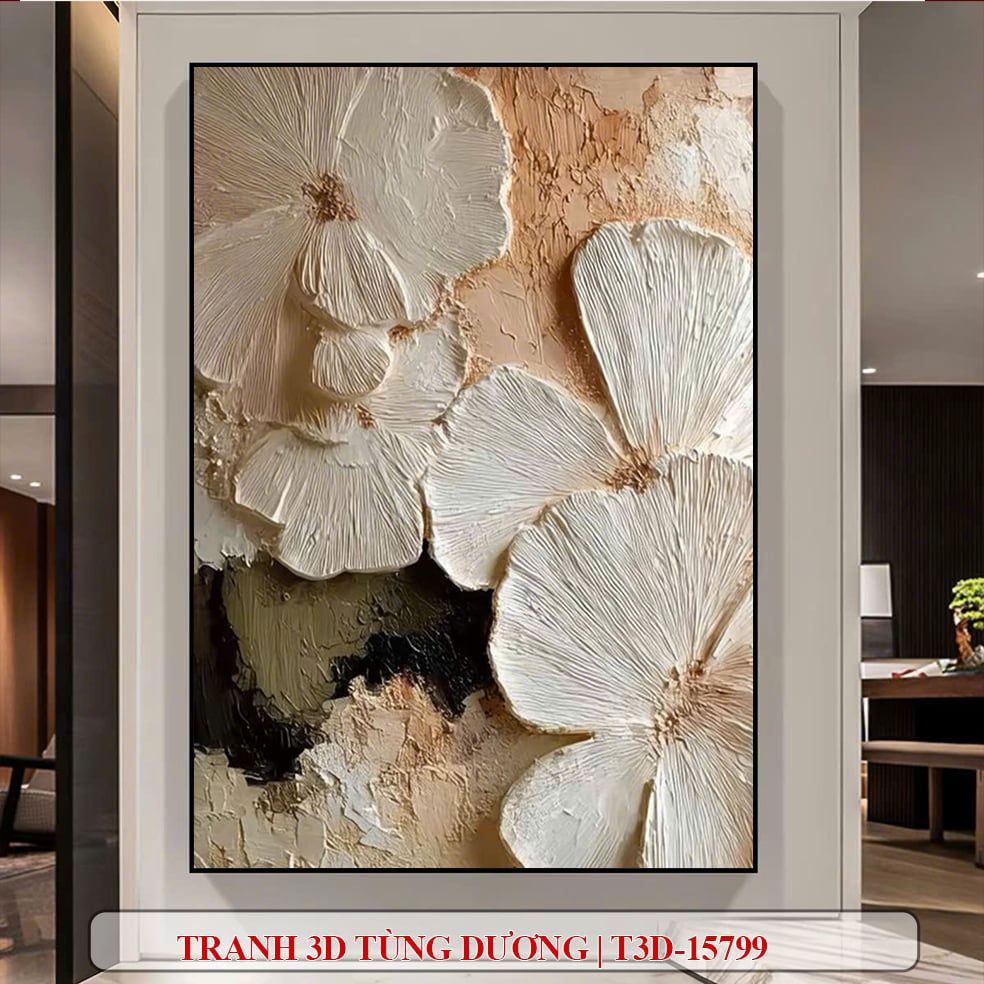 TRANH TREO HÀNH LANG LỐI ĐI - TRANH TREO HOA - KIỂU TRANH DỌC | MÃ T3D-15799