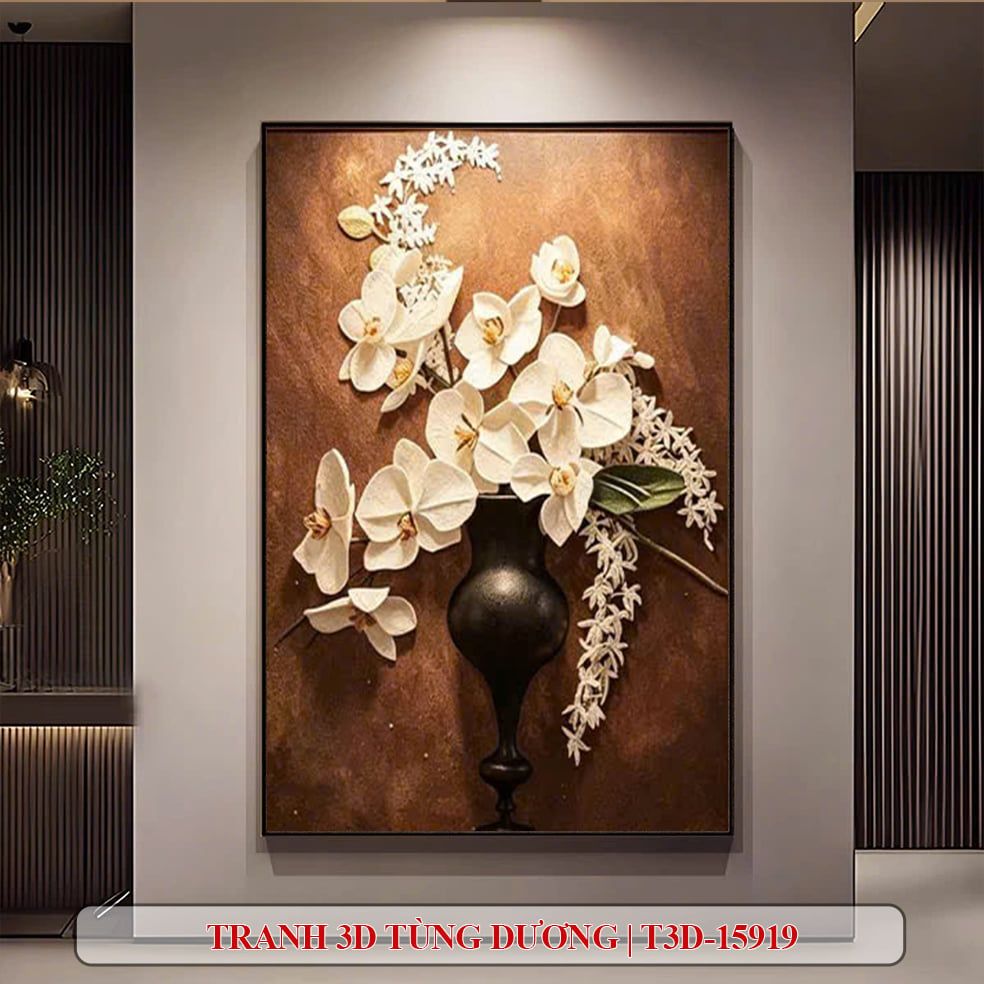 TRANH TREO HÀNH LANG LỐI ĐI - TRANH TREO HOA - KIỂU TRANH DỌC | MÃ T3D-15919