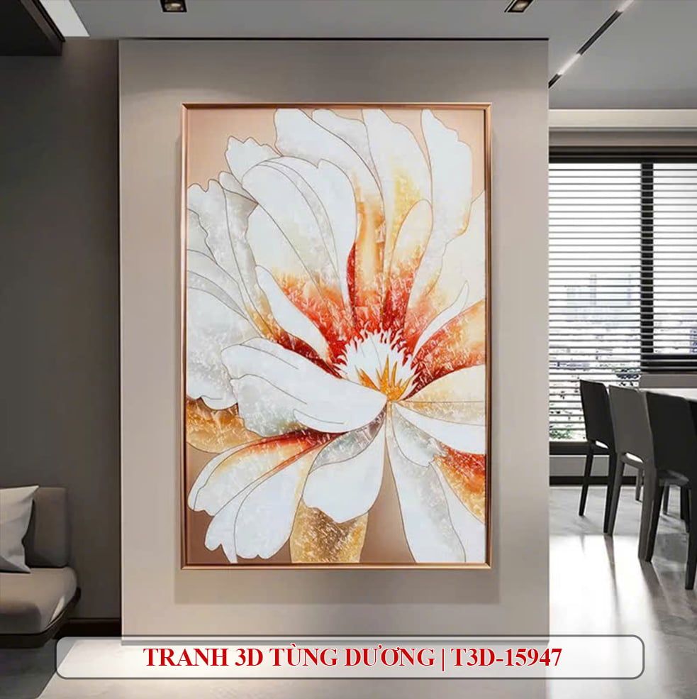 TRANH TREO HÀNH LANG LỐI ĐI - TRANH TREO HOA - KIỂU TRANH DỌC | MÃ T3D-15947