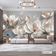 1372 - TRANH VẢI DÁN TƯỜNG PHÒNG KHÁCH - TRANH VẢI HOA 3D - TRANH TRANG TRÍ | MÃ T3D-265495112