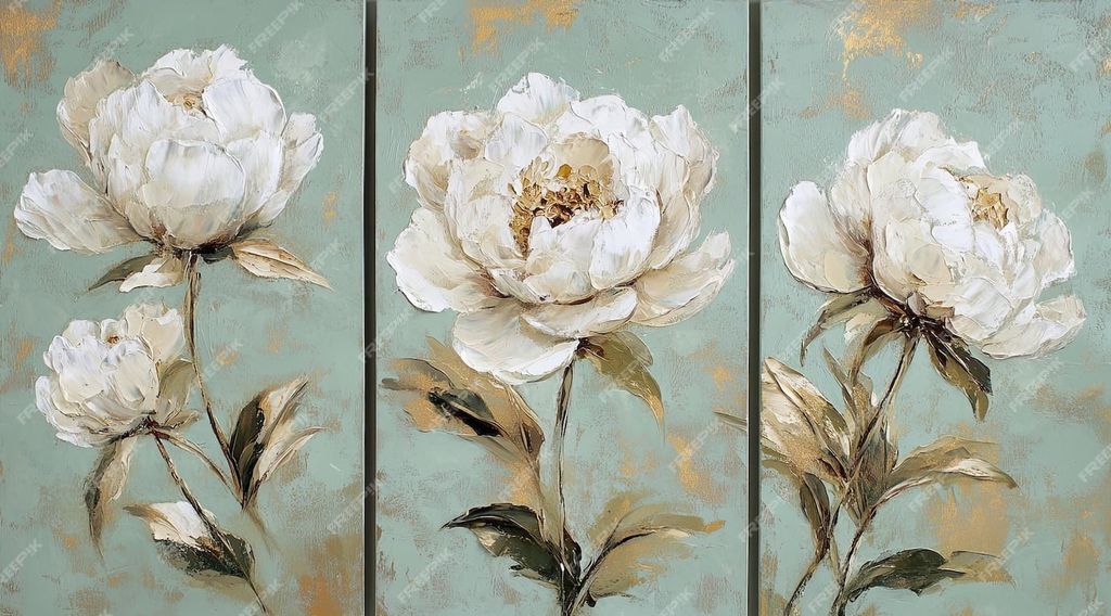 TRANH TREO TƯỜNG PHÒNG KHÁCH, PHÒNG ĂN - TRANH TREO BÌNH HOA - GHÉP BỘ 3 BỨC | MÃ T3D-274982087