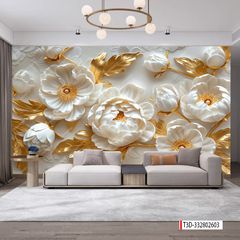 1375 - TRANH VẢI DÁN TƯỜNG PHÒNG KHÁCH - TRANH VẢI HOA 3D - TRANH TRANG TRÍ | MÃ T3D-332802603