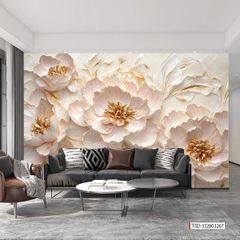 TRANH VẢI DÁN TƯỜNG PHÒNG KHÁCH - TRANH VẢI HOA 3D - TRANH TRANG TRÍ | MÃ T3D-332803267