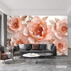 1377 - TRANH VẢI DÁN TƯỜNG PHÒNG KHÁCH - TRANH VẢI HOA 3D - TRANH TRANG TRÍ | MÃ T3D-333627073
