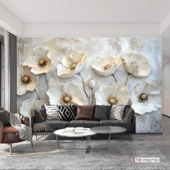 TRANH VẢI DÁN TƯỜNG PHÒNG KHÁCH - TRANH VẢI HOA 3D - TRANH TRANG TRÍ | MÃ T3D-333627182