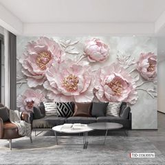 TRANH VẢI DÁN TƯỜNG PHÒNG KHÁCH - TRANH VẢI HOA 3D - TRANH TRANG TRÍ | MÃ T3D-333627626