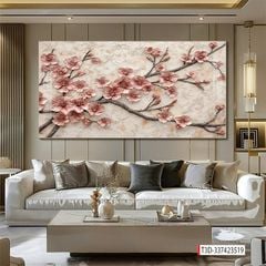TRANH TREO PHÒNG KHÁCH - TRANH TRANG TRÍ - TRANH TREO TƯỜNG HOA 3D - KIỂU TRANH NGANG | MÃ T3D-337423519