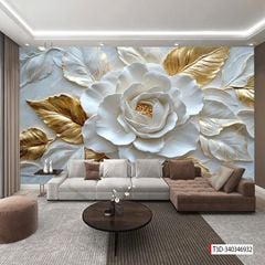 TRANH VẢI DÁN TƯỜNG PHÒNG KHÁCH - TRANH VẢI HOA 3D - TRANH TRANG TRÍ | MÃ T3D-340346932