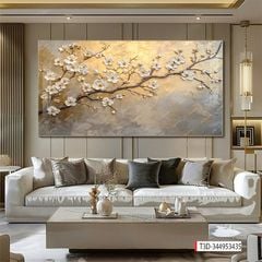 TRANH TREO PHÒNG KHÁCH - TRANH TRANG TRÍ - TRANH TREO TƯỜNG HOA 3D - KIỂU TRANH NGANG | MÃ T3D-344953435