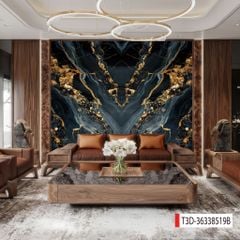 1099 - TẤM ỐP TƯỜNG PVC - VÁCH TRANG TRÍ - TẤM ỐP TRANG TRÍ PHÒNG KHÁCH, VÁCH TIVI - TẤM ỐP VÂN ĐÁ ĐỐI XỨNG | MÃ T3D-36338519B