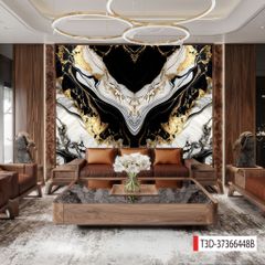 1097 - TẤM ỐP TƯỜNG PVC - VÁCH TRANG TRÍ - TẤM ỐP TRANG TRÍ PHÒNG KHÁCH, VÁCH TIVI - TẤM ỐP VÂN ĐÁ ĐỐI XỨNG | MÃ T3D-37366448B